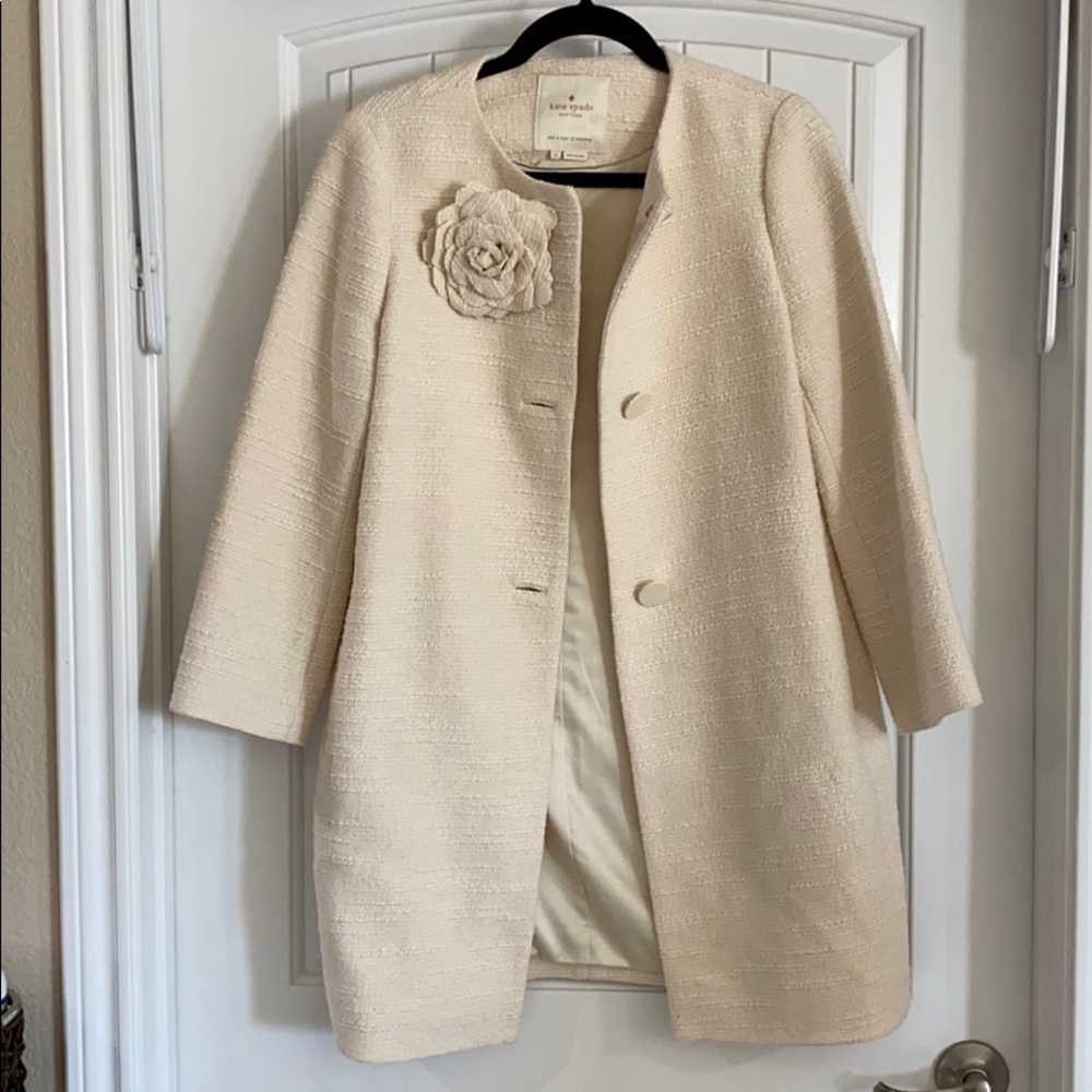 Kate Spade Tweed Corsage Flower Coat